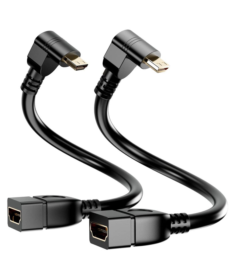 BERLAT 15CM High Speed 90 Degree Mini HDMI Left-Toward Male to HDMI Female Cable Adapter Connector Supports Full HD 4K 1080P 3D Player,(6.0in, Downward Angle) - 2 Pack - Image 1